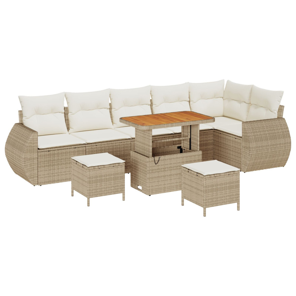 Produktbild för Trädgårdsoffset 9 pcs Beige konstrotting