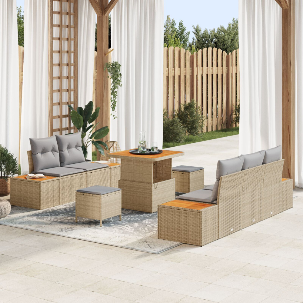 Produktbild för Trädgårdsoffset 8 pcs Beige konstrotting