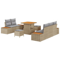 Produktbild för Trädgårdsoffset 8 pcs Beige konstrotting