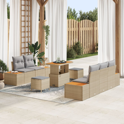 vidaXL Trädgårdsoffset 8 pcs Beige konstrotting