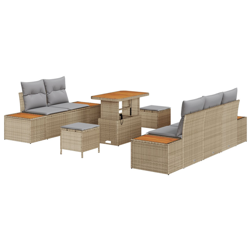 Produktbild för Trädgårdsoffset 8 pcs Beige konstrotting
