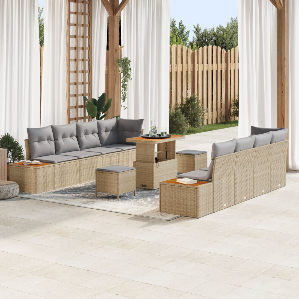 Produktbild för Trädgårdsoffset 11 pcs Beige konstrotting