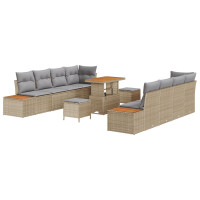 Produktbild för Trädgårdsoffset 11 pcs Beige konstrotting