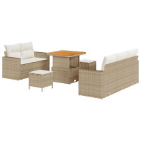 Produktbild för Trädgårdsoffset 8 pcs Beige och gräddfärgad konstrotting