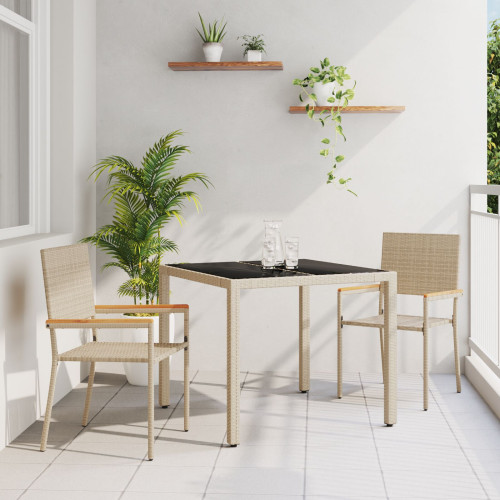 vidaXL Trädgårdsmöbelset 3 pcs Beige konstrotting