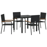 Produktbild för Trädgårdsmöbelset 5 pcs Svart konstrotting