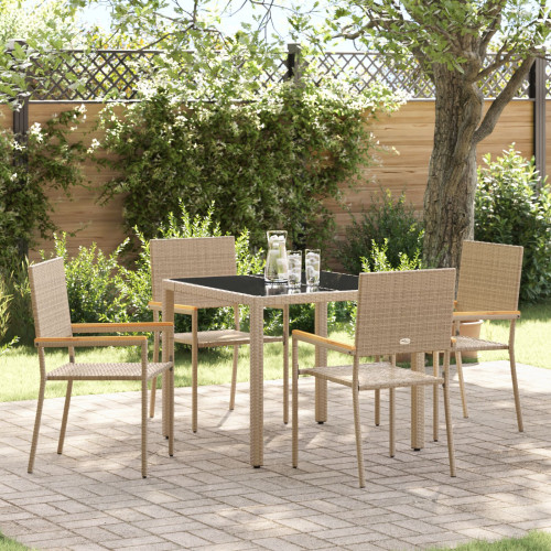 vidaXL Trädgårdsmöbelset 5 pcs Beige konstrotting