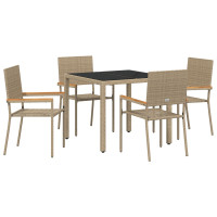 Produktbild för Trädgårdsmöbelset 5 pcs Beige konstrotting