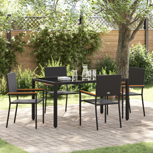 vidaXL Trädgårdsmöbelset 5 pcs Svart konstrotting