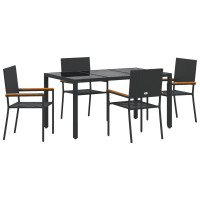 Produktbild för Trädgårdsmöbelset 5 pcs Svart konstrotting