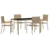 Produktbild för Trädgårdsmöbelset 5 pcs Beige konstrotting