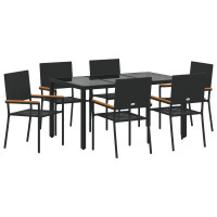 Produktbild för Trädgårdsmöbelset 7 pcs Svart konstrotting