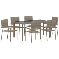 Produktbild för Trädgårdsmöbelset 7 pcs Grå konstrotting