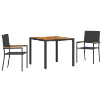 Produktbild för Trädgårdsmöbelset 3 pcs Svart konstrotting