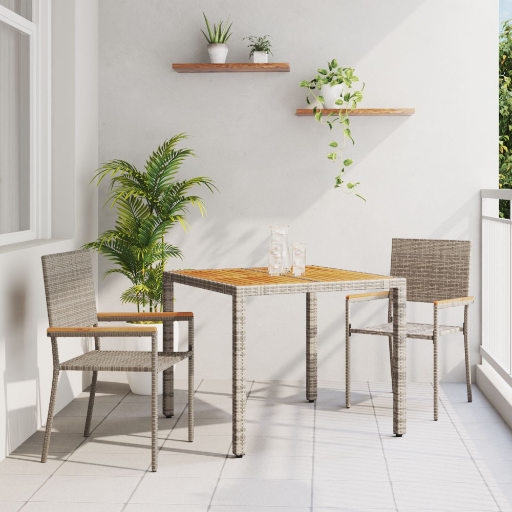Produktbild för Trädgårdsmöbelset 3 pcs Grå konstrotting