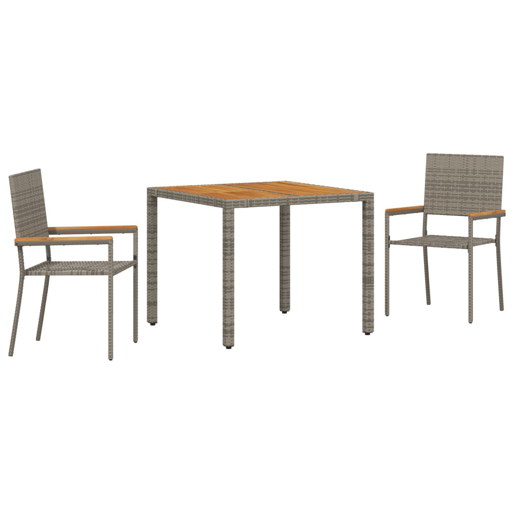 Produktbild för Trädgårdsmöbelset 3 pcs Grå konstrotting
