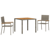 Produktbild för Trädgårdsmöbelset 3 pcs Grå konstrotting