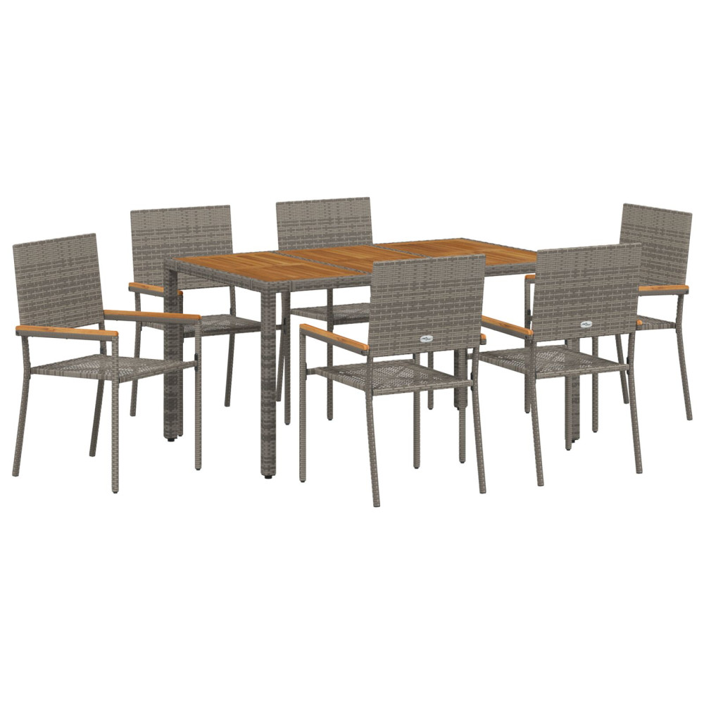 Produktbild för Trädgårdsmöbelset 7 pcs Grå konstrotting