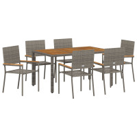 Produktbild för Trädgårdsmöbelset 7 pcs Grå konstrotting