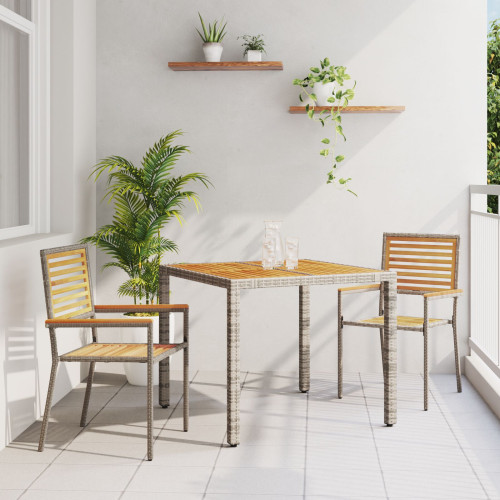 vidaXL Trädgårdsmöbelset 3 pcs Grå och Brun konstrotting