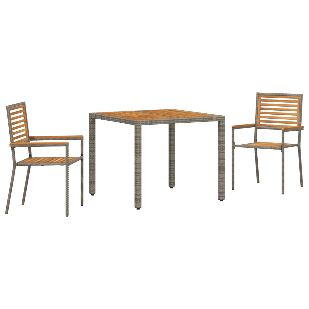 Produktbild för Trädgårdsmöbelset 3 pcs Grå och Brun konstrotting