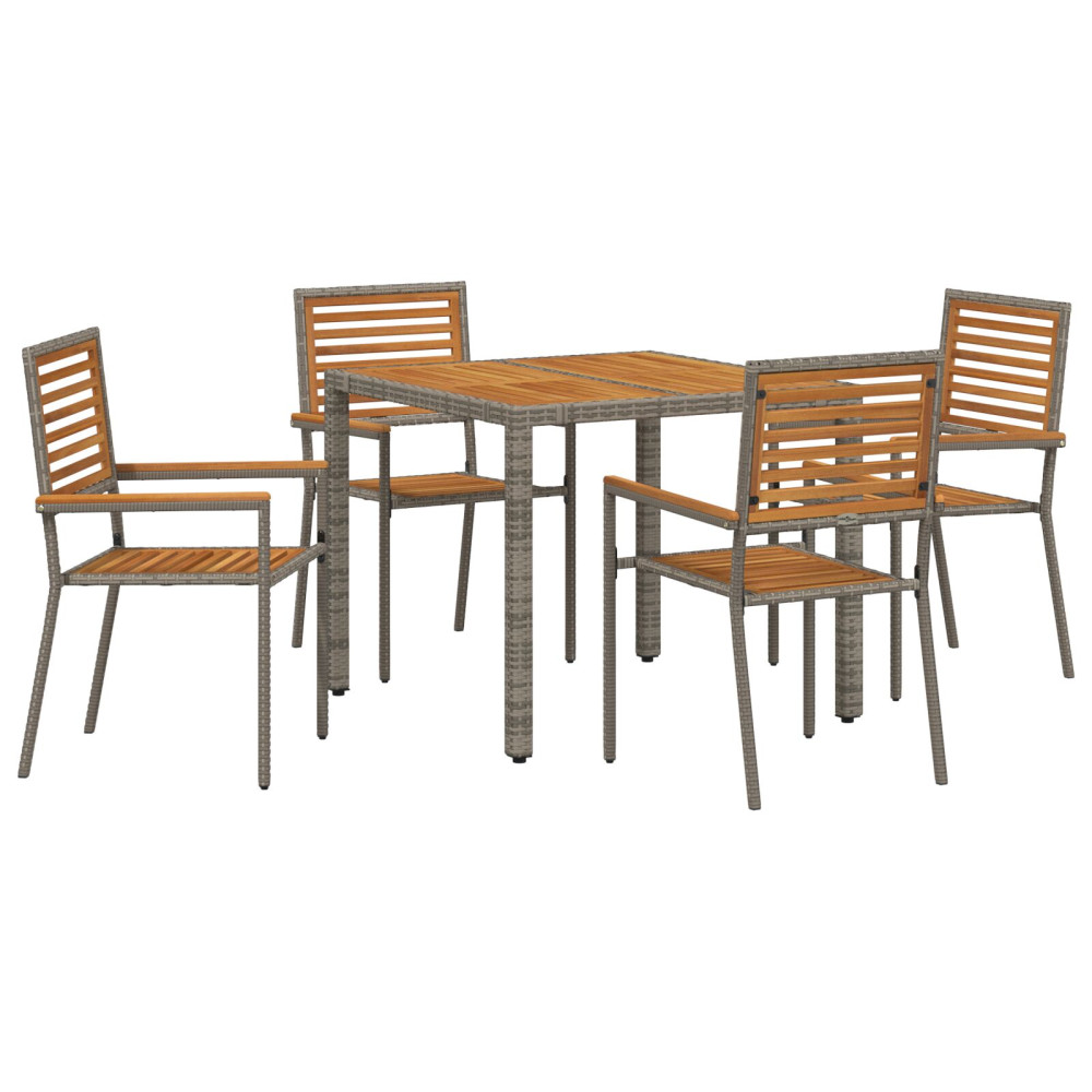 Produktbild för Trädgårdsmöbelset 5 pcs Grå och Brun konstrotting