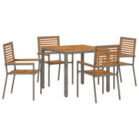 Produktbild för Trädgårdsmöbelset 5 pcs Grå och Brun konstrotting