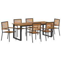 Produktbild för Trädgårdsmöbelset 7 pcs Svart Massivt Akaciaträ