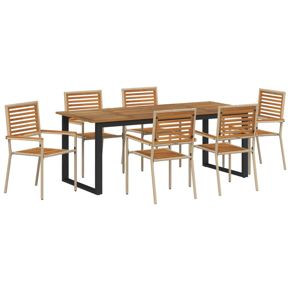 Produktbild för Trädgårdsmöbelset 7 pcs Beige Massivt Akaciaträ