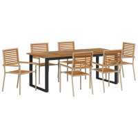 Produktbild för Trädgårdsmöbelset 7 pcs Beige Massivt Akaciaträ