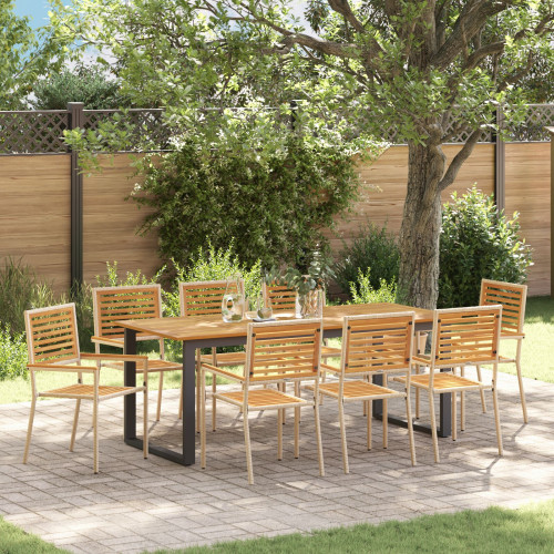 vidaXL Trädgårdsmöbelset 9 pcs Beige Massivt Akaciaträ