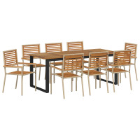 Produktbild för Trädgårdsmöbelset 9 pcs Beige Massivt Akaciaträ