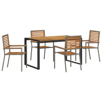 Produktbild för Trädgårdsmöbelset 5 pcs Grå och Brun konstrotting