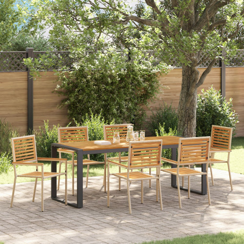 vidaXL Trädgårdsmöbelset 7 pcs Beige och brun konstrotting