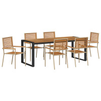 Produktbild för Trädgårdsmöbelset 7 pcs Beige och brun konstrotting