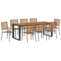 Produktbild för Trädgårdsmöbelset 9 pcs Grå och Brun konstrotting