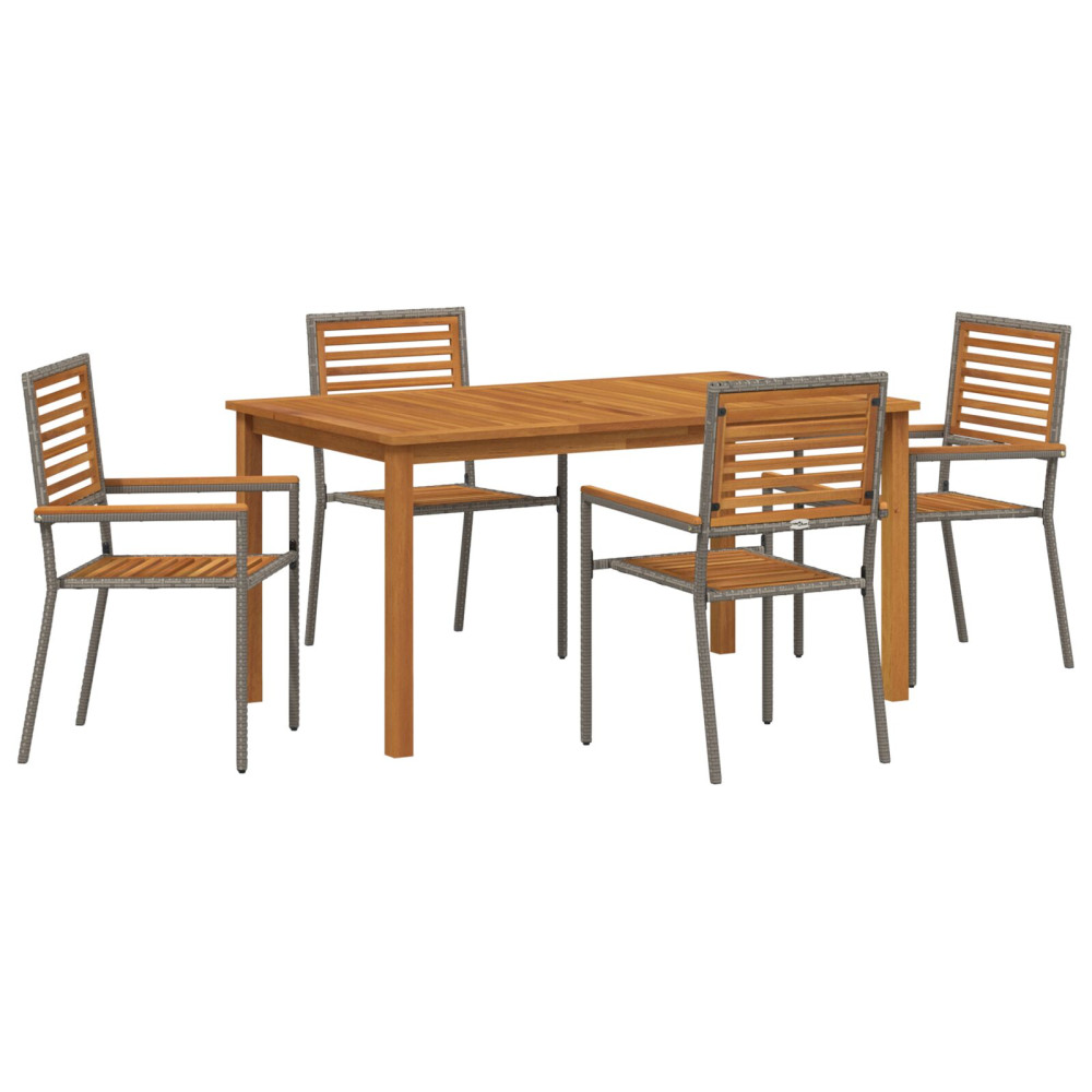 Produktbild för Trädgårdsmöbelset 5 pcs Grå Massivt Akaciaträ