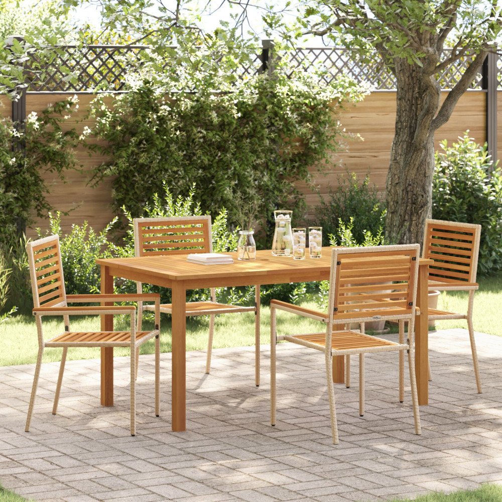 Produktbild för Trädgårdsmöbelset 5 pcs Beige Massivt Akaciaträ