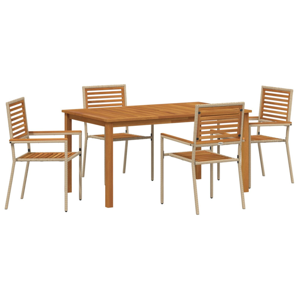 Produktbild för Trädgårdsmöbelset 5 pcs Beige Massivt Akaciaträ