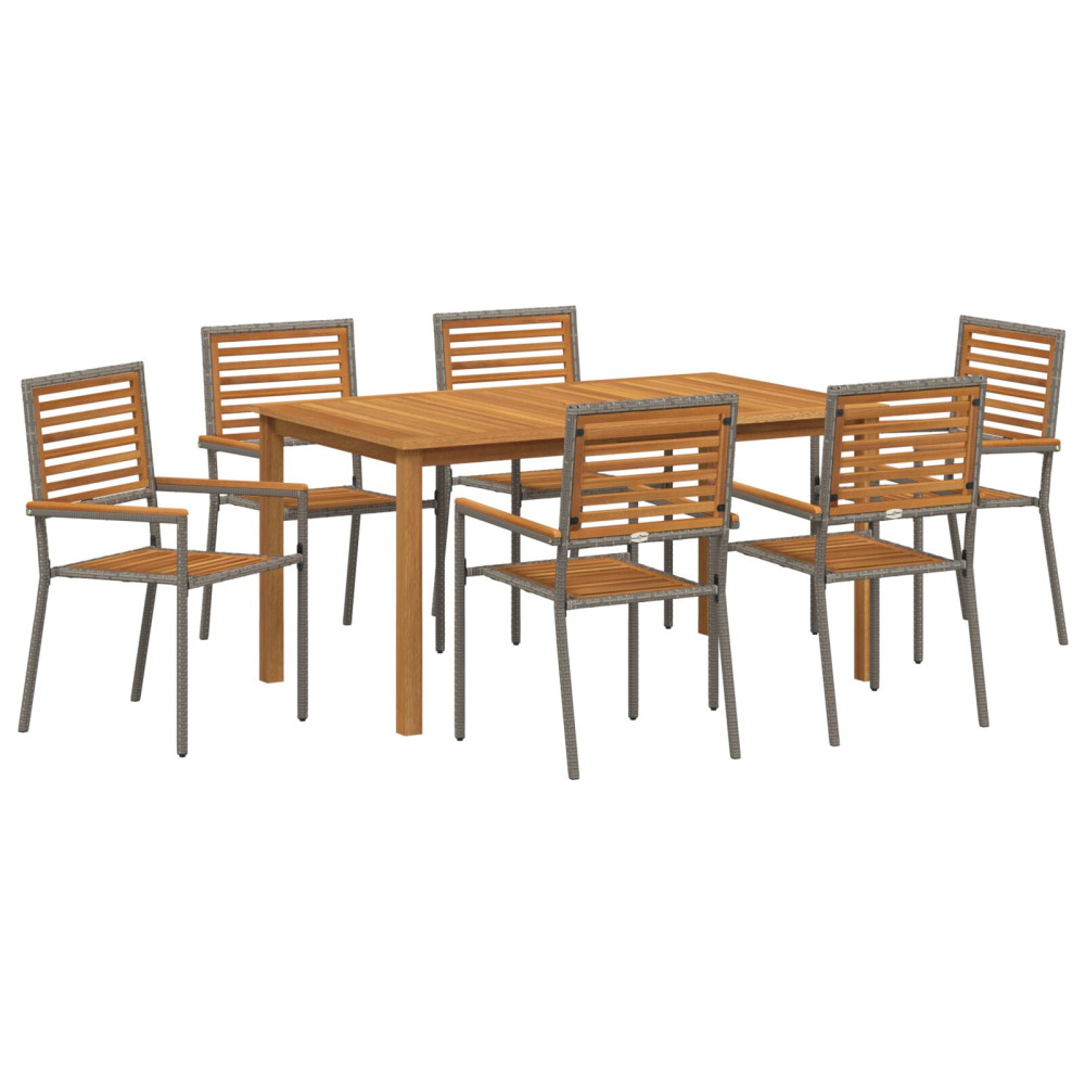 Produktbild för Trädgårdsmöbelset 7 pcs Grå Massivt Akaciaträ