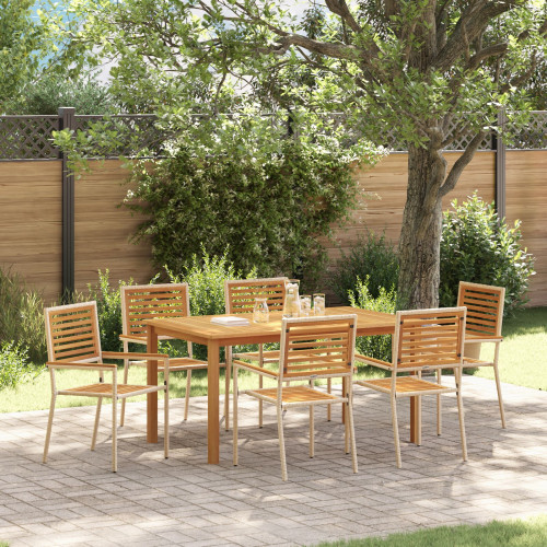 vidaXL Trädgårdsmöbelset 7 pcs Beige Massivt Akaciaträ