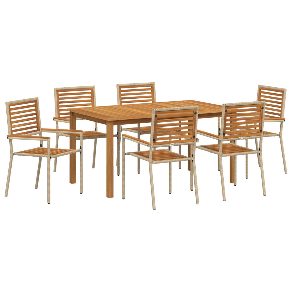 Produktbild för Trädgårdsmöbelset 7 pcs Beige Massivt Akaciaträ