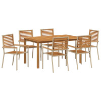 Produktbild för Trädgårdsmöbelset 7 pcs Beige Massivt Akaciaträ