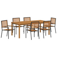Produktbild för Trädgårdsmöbelset 7 pcs Svart Massivt Akaciaträ