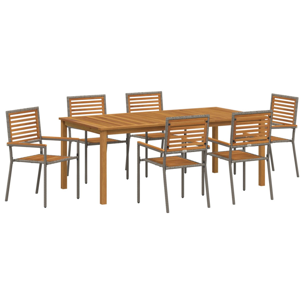 Produktbild för Trädgårdsmöbelset 7 pcs Grå Massivt Akaciaträ