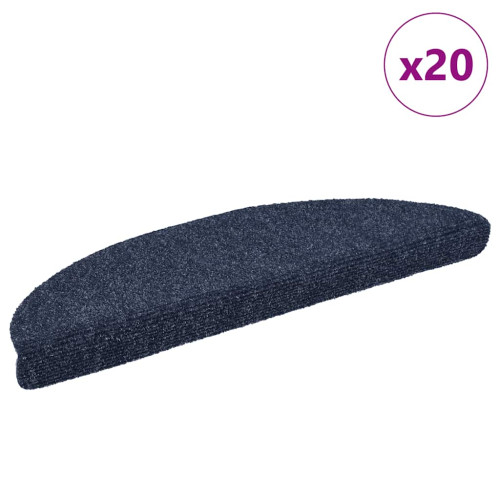 vidaXL Trappmattor självhäftande 20 st 56x17x3 cm blå halvrunda