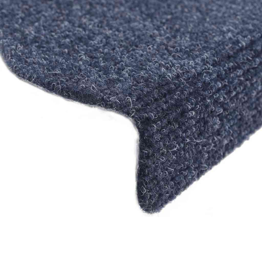 Produktbild för Trappmattor självhäftande 20 st 56x17x3 cm blå halvrunda