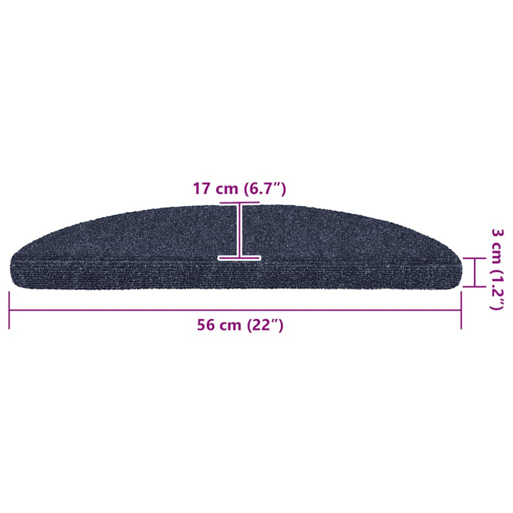 Produktbild för Trappmattor självhäftande 20 st 56x17x3 cm blå halvrunda