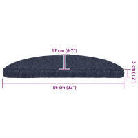 Produktbild för Trappmattor självhäftande 20 st 56x17x3 cm blå halvrunda