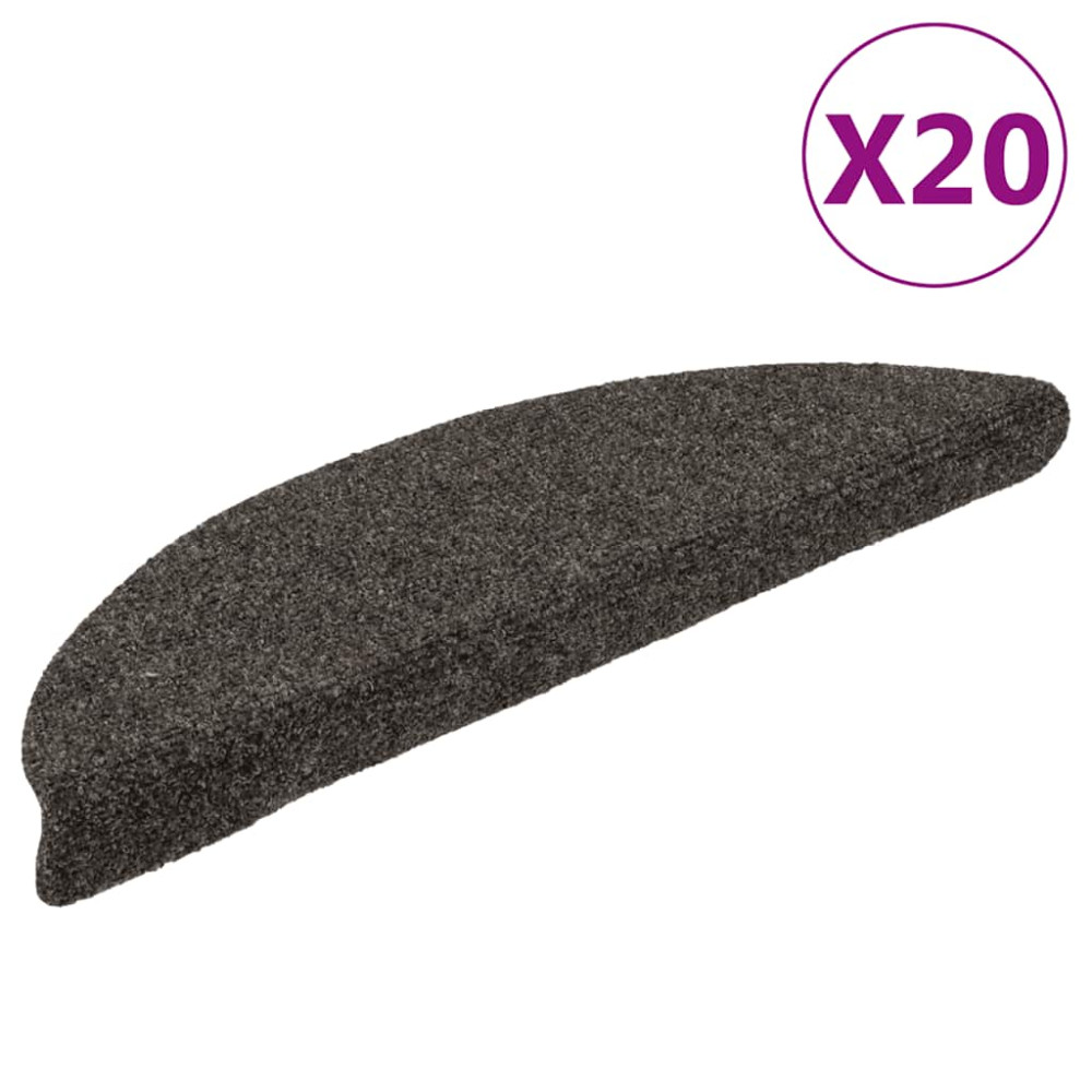 Produktbild för Trappmattor självhäftande 20 st 56x17x3 cm antracit halvrunda